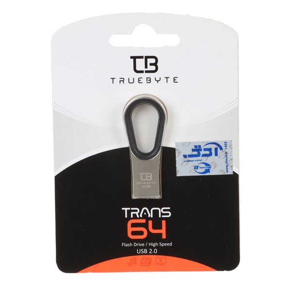فلش مموری TRUEBYTE USB2.0 مدل TRANS ظرفیت 64GB - نقره ای (گارانتی مادام العمر شرکت آی تین)