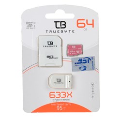 سفید (گارانتی مادام‌العمر شرکت آی تین) TRUEBYTE microSDXC & adapter U3 Class 10 633X -95MB/s - 64GB