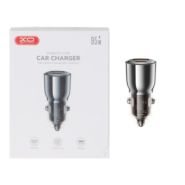 شارژر فندکی PD و فست دو پورت 95 وات XO مدل XO-CC58 - مشکی