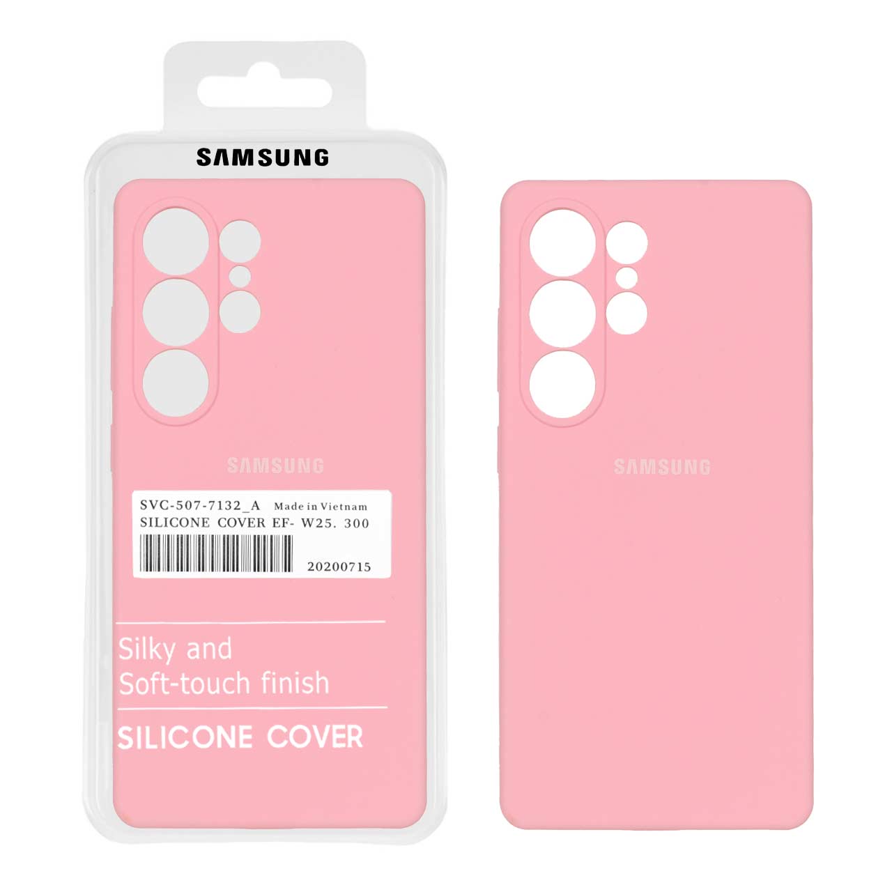 قاب سیلیکونی پاک کنی اورجینال درجه یک Samsung Galaxy S25 Ultra - صورتی (پک دار)