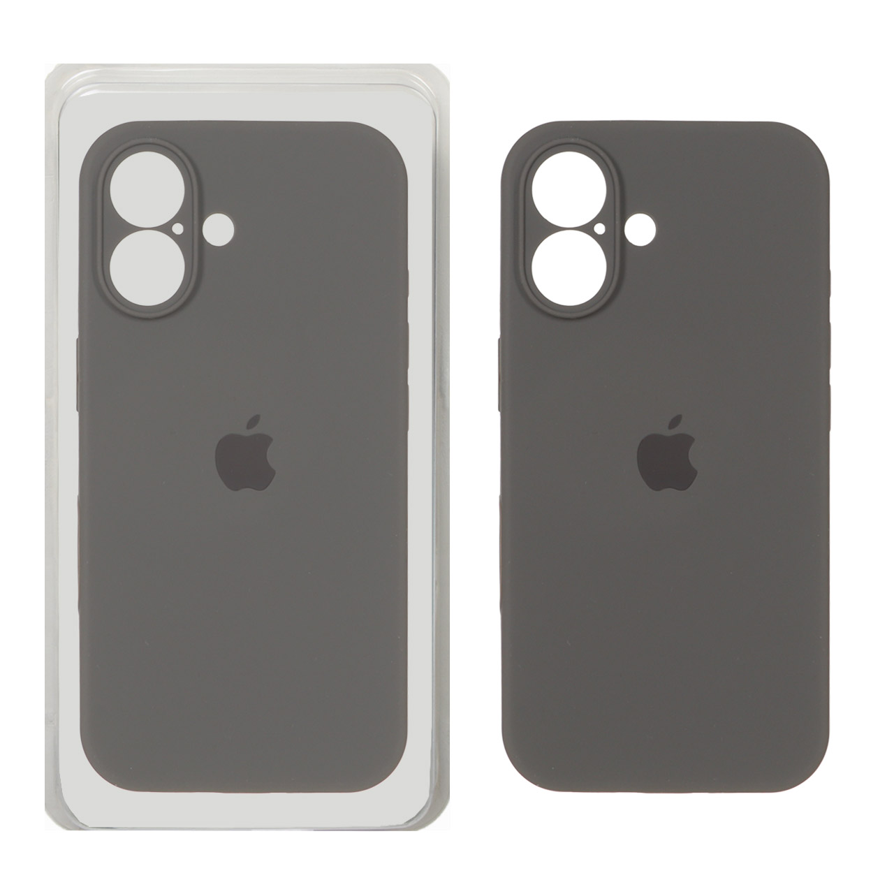 قاب سیلیکونی پاک کنی محافظ لنزدار اورجینال Apple iPhone 16 - ذغالی (پک اصلی)