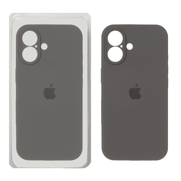 قاب سیلیکونی پاک کنی محافظ لنزدار اورجینال Apple iPhone 16 - ذغالی (پک اصلی)