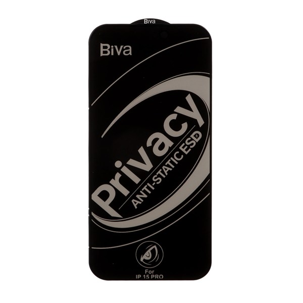 محافظ صفحه نمایش شیشه ای Full Cover Privacy Biva مدل Apple iPhone 16 - مشکی