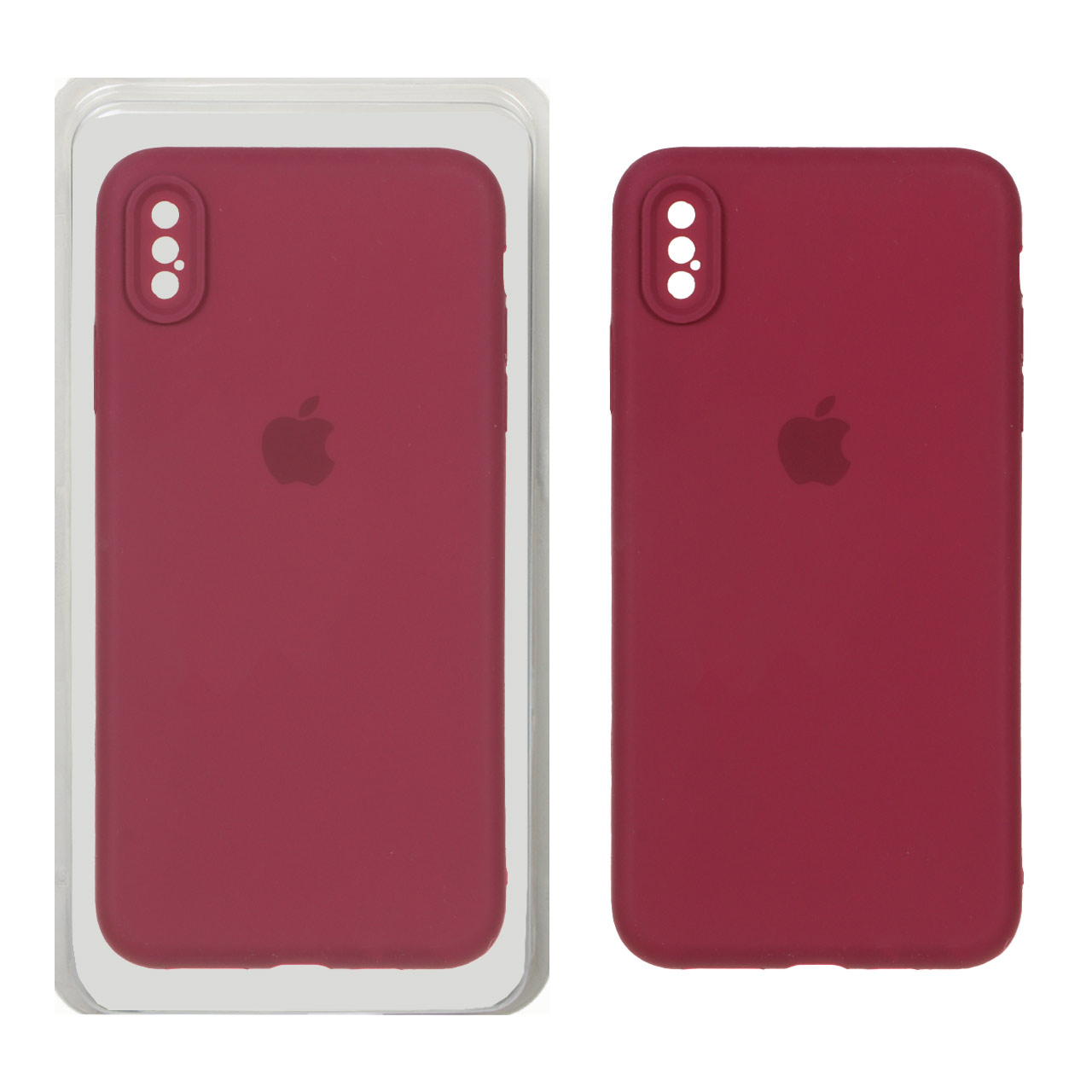 قاب سیلیکونی پاک کنی محافظ لنزدار اورجینال Apple iPhone X Max / iPhone XS Max - زرشکی (پک دار)