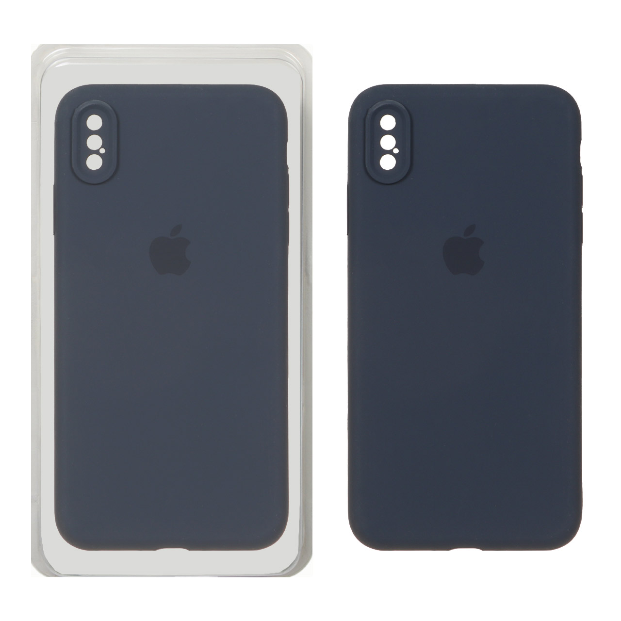 قاب سیلیکونی پاک کنی محافظ لنزدار اورجینال Apple iPhone X Max / iPhone XS Max - سرمه ای تیره (پک دار)