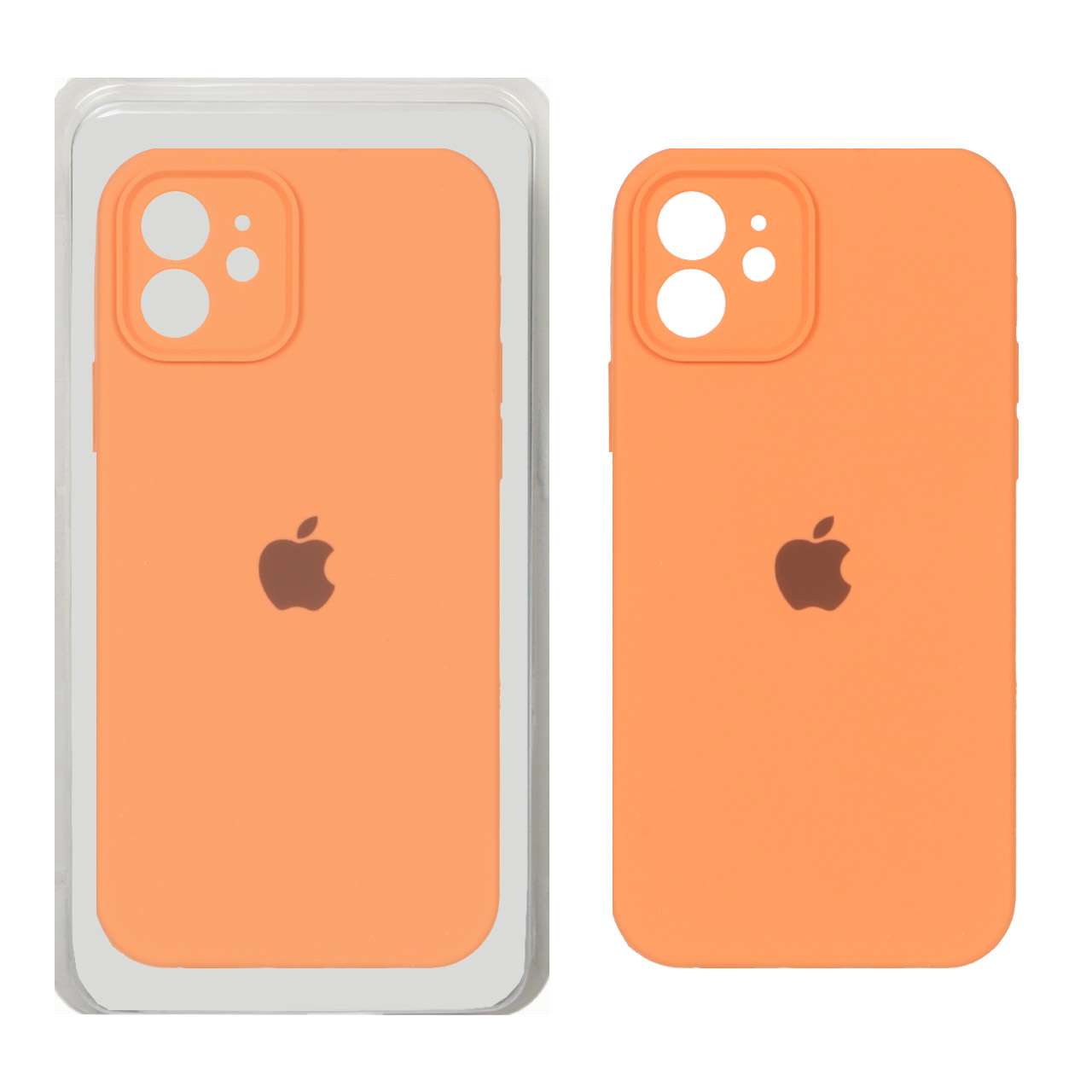 قاب سیلیکونی پاک کنی محافظ لنزدار اورجینال Apple iPhone 12 - نارنجی (پک دار)