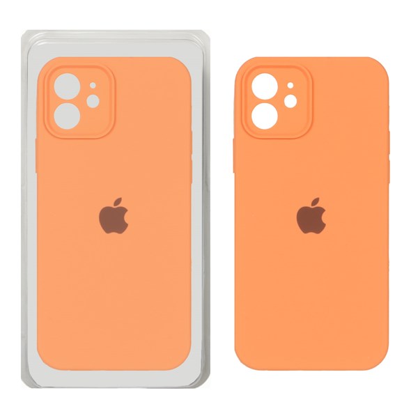 قاب سیلیکونی پاک کنی محافظ لنزدار اورجینال Apple iPhone 12 - نارنجی (پک دار)