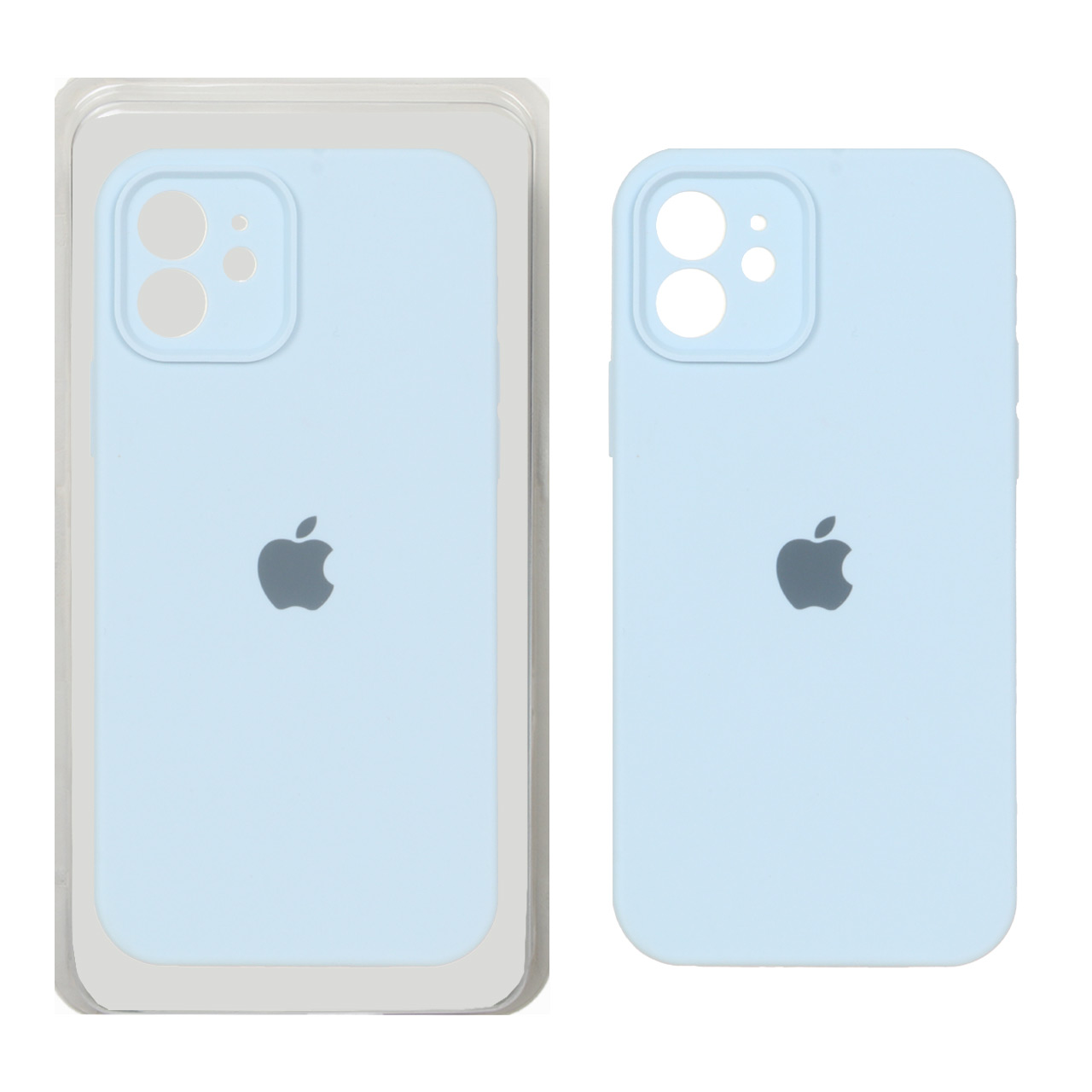 قاب سیلیکونی پاک کنی محافظ لنزدار اورجینال Apple iPhone 12 - آبی کبریتی (پک دار)