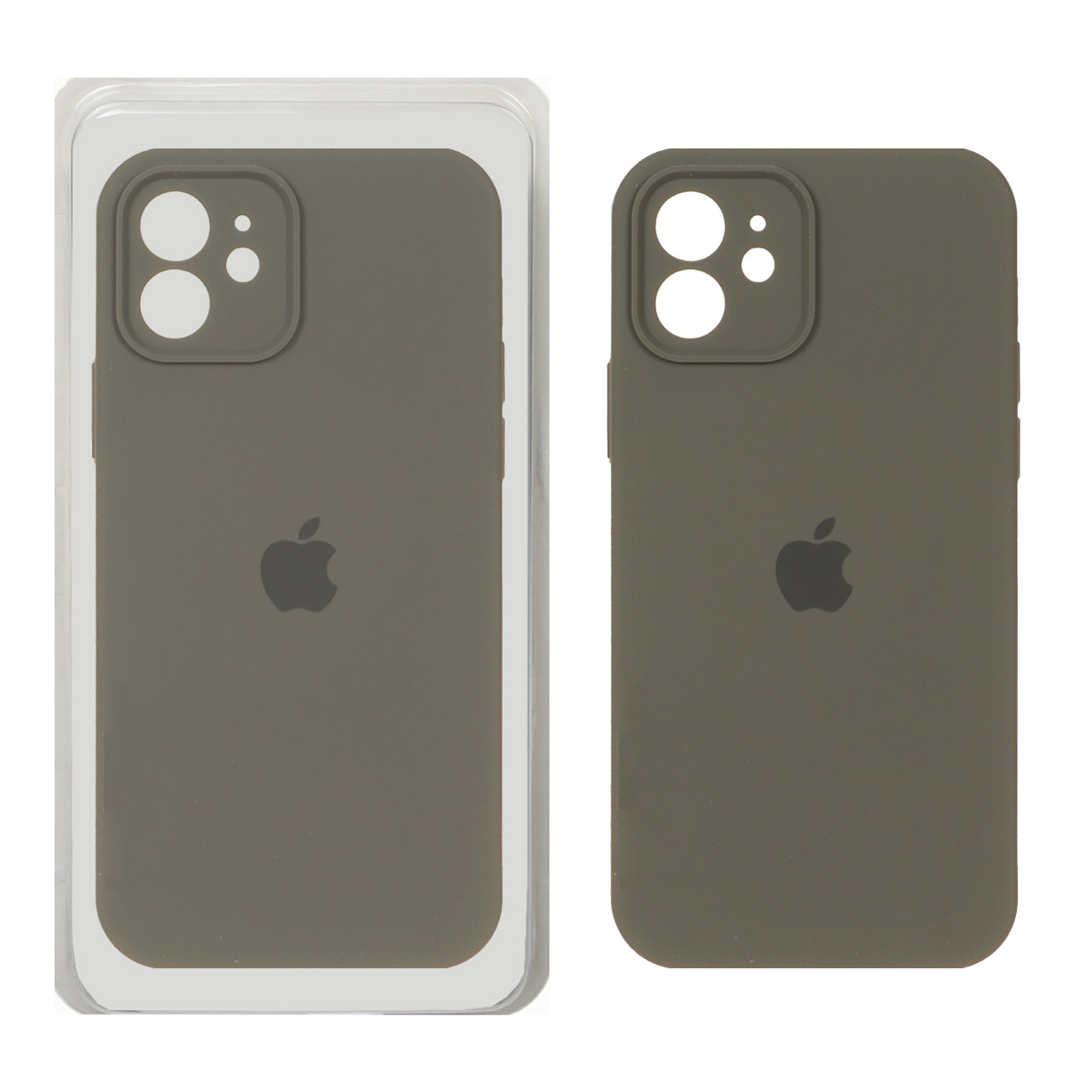 قاب سیلیکونی پاک کنی محافظ لنزدار اورجینال Apple iPhone 12 - سبز زیتونی تیره (پک دار)
