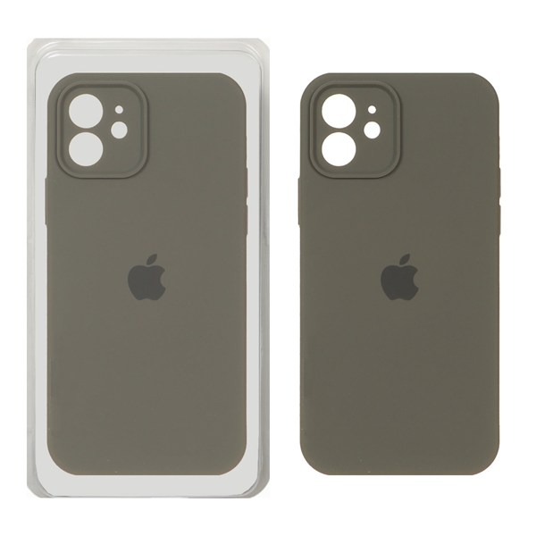 قاب سیلیکونی پاک کنی محافظ لنزدار اورجینال Apple iPhone 12 - سبز زیتونی تیره (پک دار)