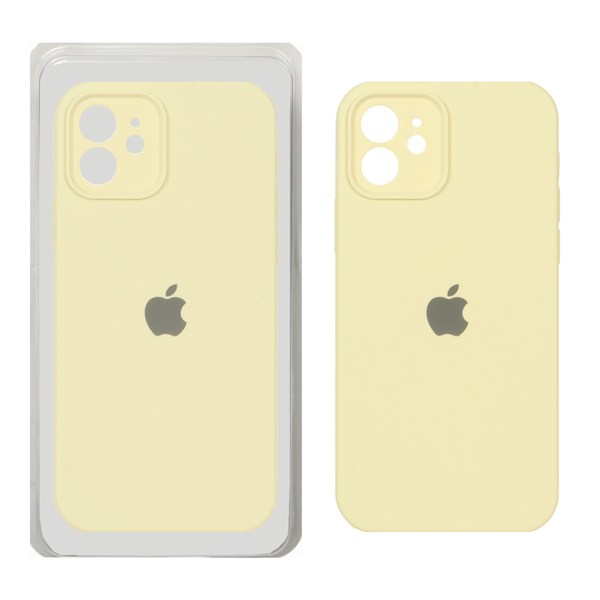 قاب سیلیکونی پاک کنی محافظ لنزدار اورجینال Apple iPhone 12 - لیمویی (پک دار)
