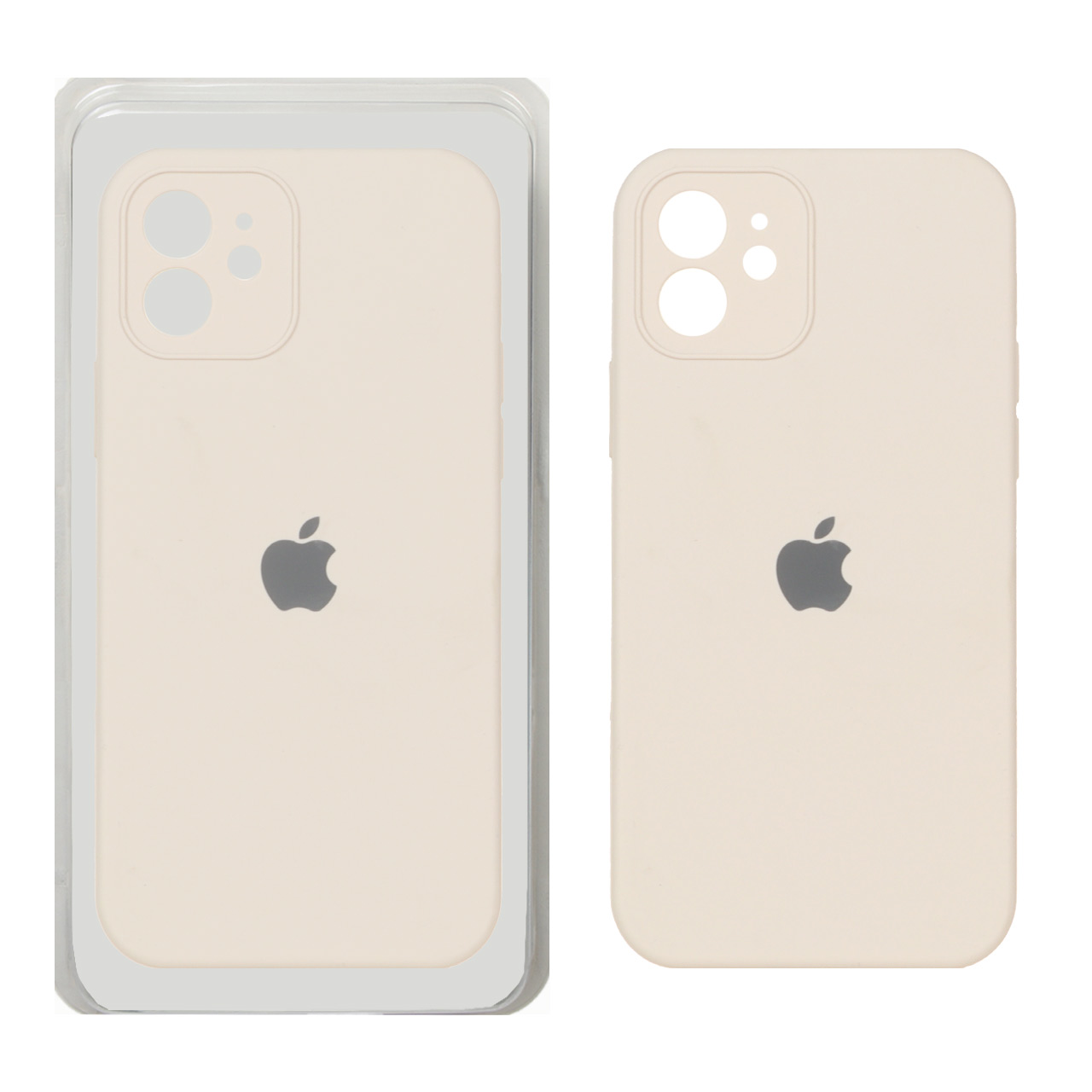 قاب سیلیکونی پاک کنی محافظ لنزدار اورجینال Apple iPhone 12 - کرم (پک دار)