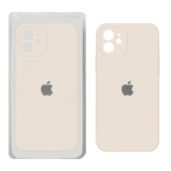 قاب سیلیکونی پاک کنی محافظ لنزدار اورجینال Apple iPhone 12 - کرم (پک دار)