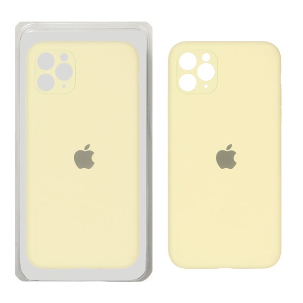 قاب سیلیکونی پاک کنی محافظ لنزدار اورجینال Apple iPhone 11 Pro Max - لیمویی (پک دار)