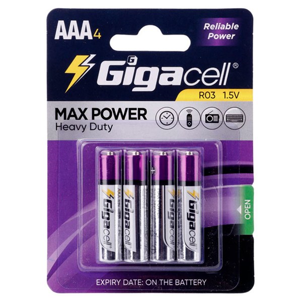 باتری چهارتایی نیم قلمی گیگاسل Max Power Heavy Duty R03