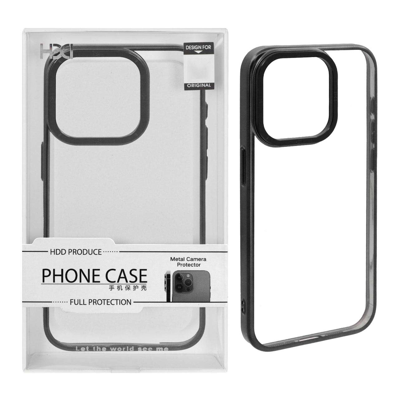 قاب اورجینال HDD شفاف لنز آلومینیومی Apple iPhone 15 Pro - مشکی