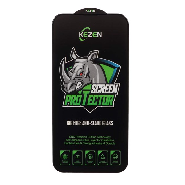 محافظ صفحه نمایش شیشه ای Full Cover Kezen Anti Static Big Edge مدل Apple iPhone 13 / iPhone 13 Pro / iPhone 14 / 16e
