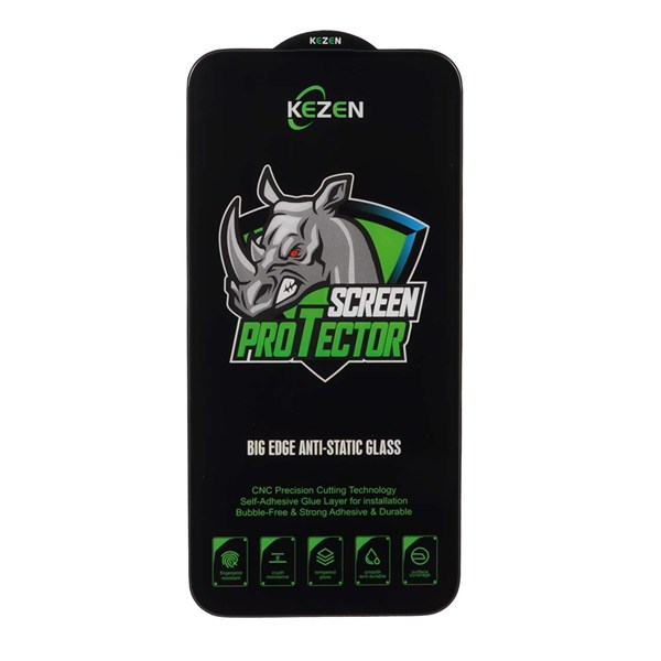 محافظ صفحه نمایش شیشه ای Full Cover Kezen Anti Static Big Edge مدل Apple iPhone 15 Pro Max