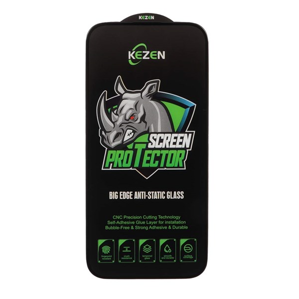 محافظ صفحه نمایش شیشه ای Full Cover Kezen Anti Static Big Edge مدل Apple iPhone 17 / iPhone 16 Pro