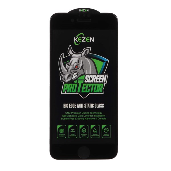 محافظ صفحه نمایش شیشه ای Full Cover Kezen Anti Static Big Edge مدل Apple iPhone 6 / 6S / 7 / 8 / SE 2020 / SE 2022 - مشکی