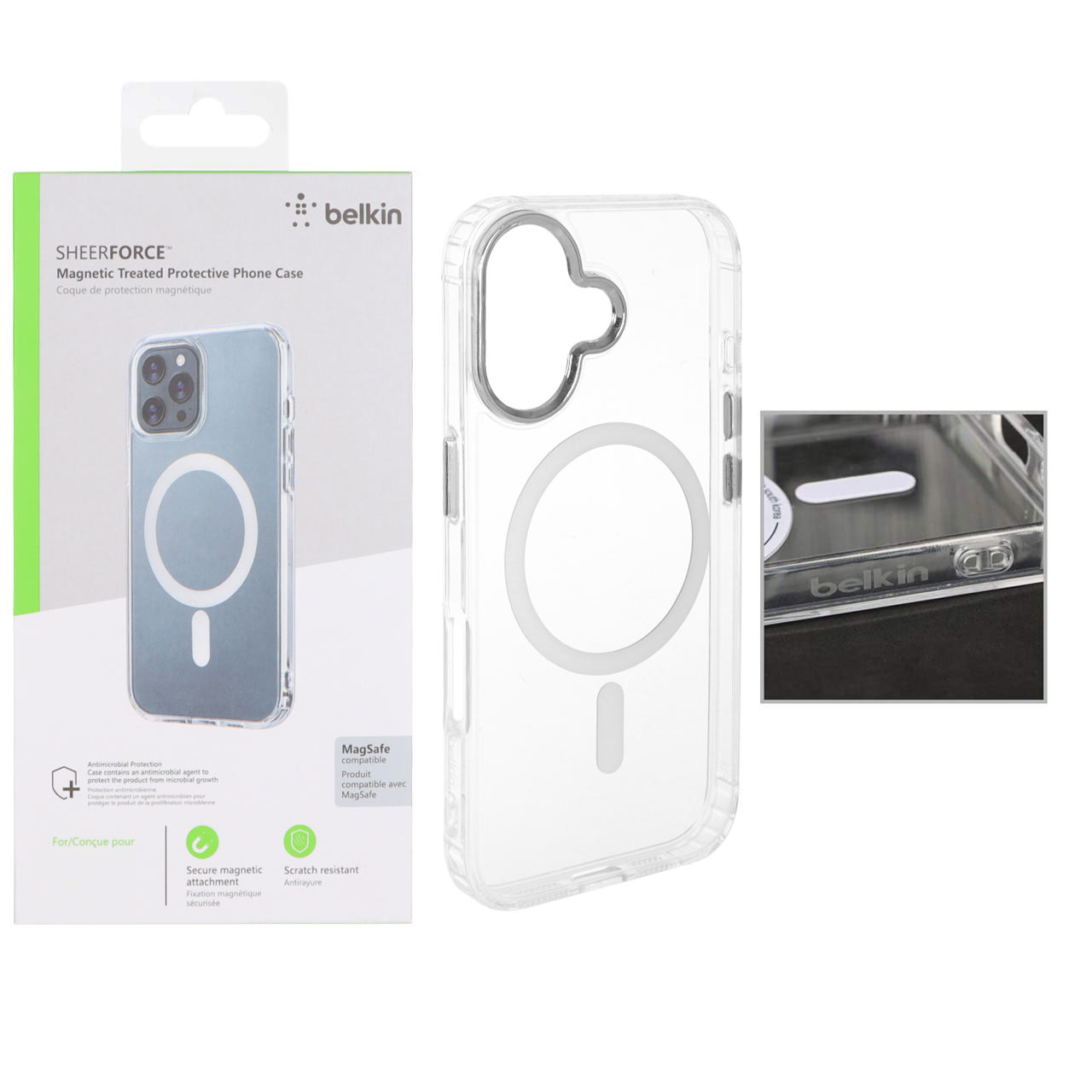 قاب اورجینال belkin شفاف Magsafe مدل Apple iPhone 16 (پک دار)