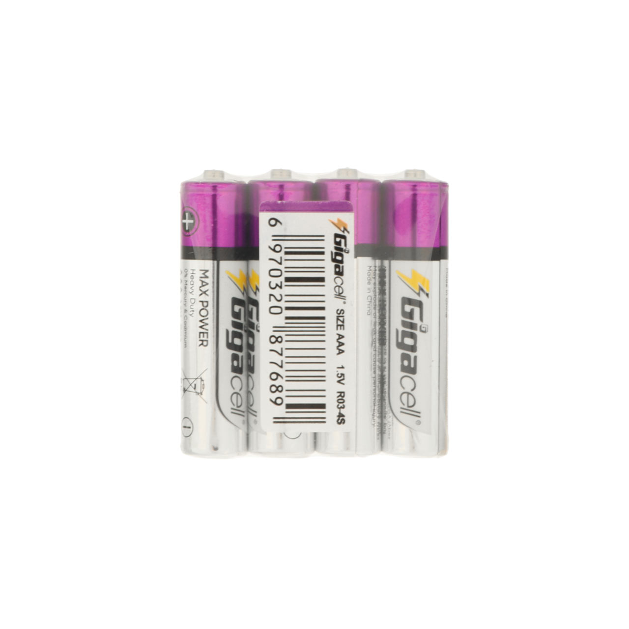 باتری نیم قلمی GigaCell-AAA مدل Max Power Heavy Duty شرینگ بسته 4 عددی