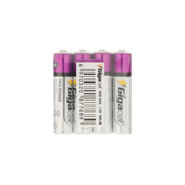 باتری نیم قلمی GigaCell-AAA مدل Max Power Heavy Duty شرینگ بسته 4 عددی