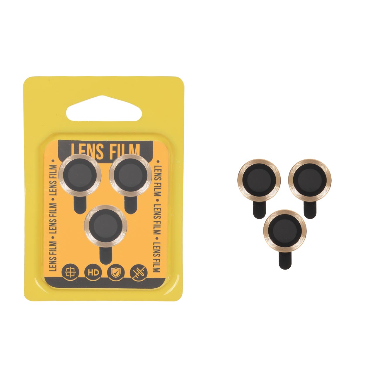 محافظ لنز رینگی اورجینال Apple iPhone 11 / 11 Pro / 11 Pro Max / 12 / 12 Pro / 12 Mini - طلایی (پک زرد)