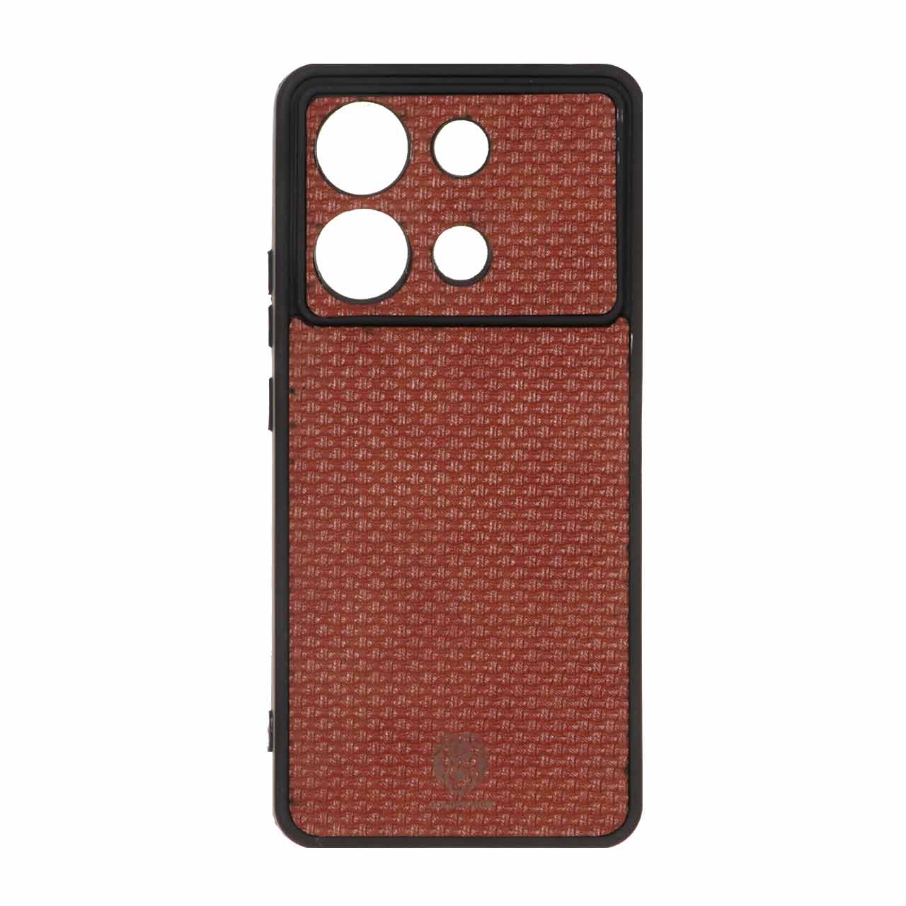 قاب طرح چرم حصیری Golden lion مدل Xiaomi Redmi Note 13 4G - قهوه ای کد 1