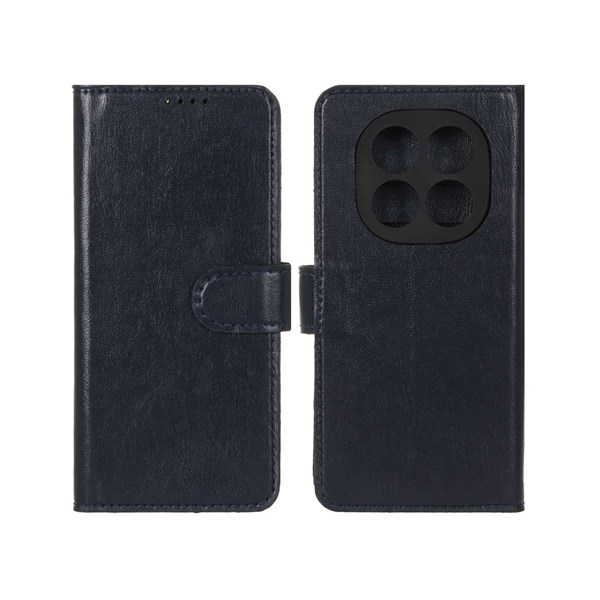 کیف موبایل چرمی مگنتی محافظ لنزدار Xiaomi Redmi Note 14 Pro 5G / Redmi Note 14 Pro Plus 5G / Poco X7 5G - سرمه ای