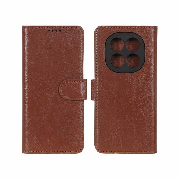 کیف موبایل چرمی مگنتی محافظ لنزدار Xiaomi Redmi Note 14 Pro 5G / Redmi Note 14 Pro Plus 5G / Poco X7 5G - قهوه ای
