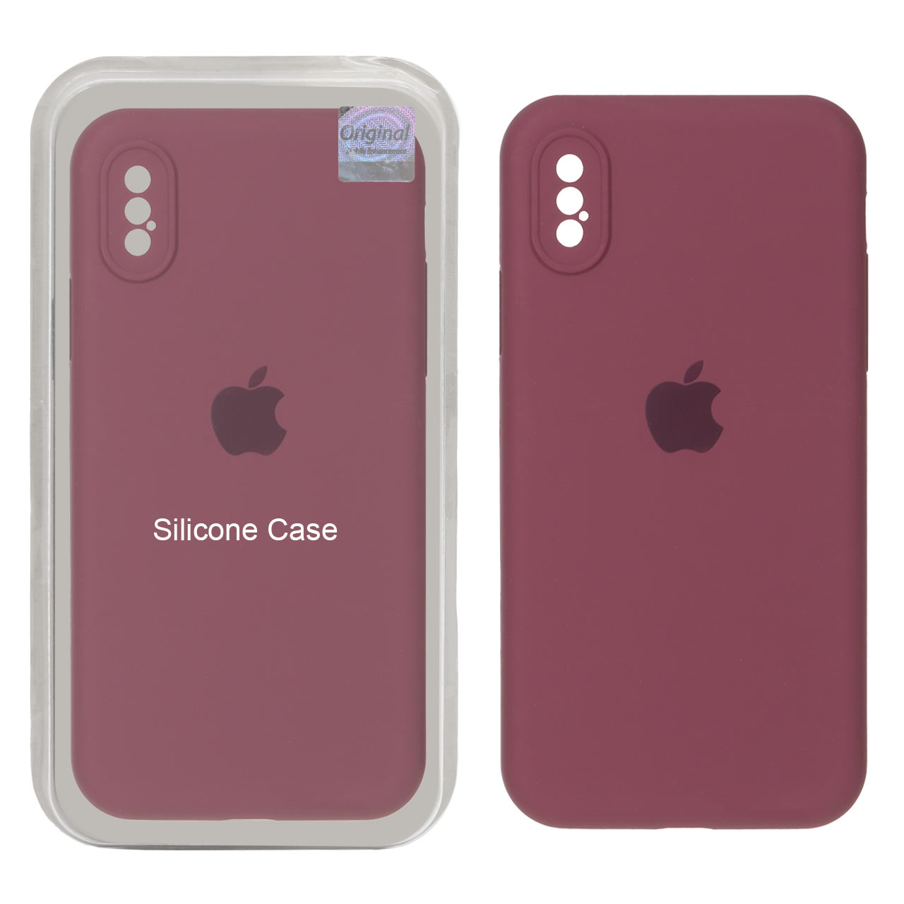قاب سیلیکونی پاک کنی اورجینال Master Quality مدل Apple iPhone X / iPhone XS - زرشکی (پک دار)