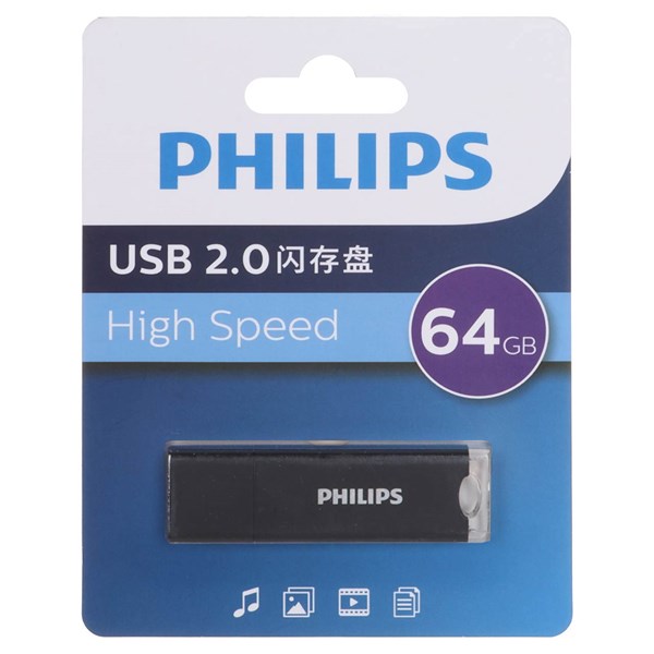فلش مموری Philips USB2.0 مدل FM10UA064A/93 ظرفیت 64GB - مشکی (گارانتی IPM)