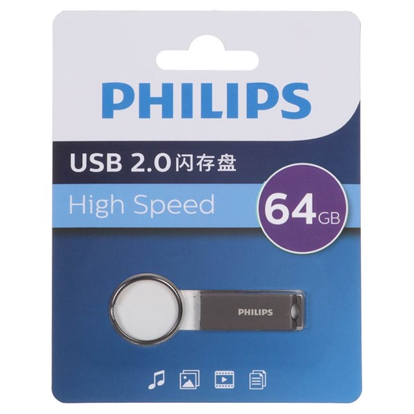 فلش مموری Philips USB2.0 مدل FM21UA064A/93 B ظرفیت 64GB - خاکستری (گارانتی IPM)