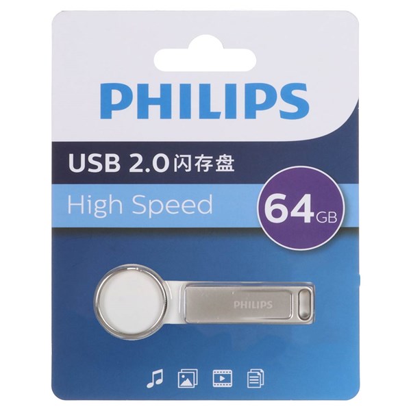 فلش مموری Philips USB2.0 مدل FM21UA064A/93 F ظرفیت 64GB - نقره ای (گارانتی IPM)