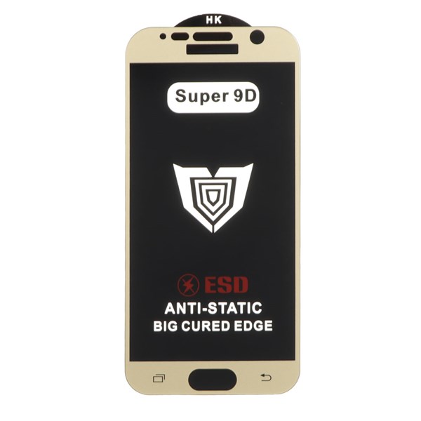 محافظ صفحه نمایش شیشه ای Full Cover ESD Anti Static - Super 9D مدل Samsung Galaxy S7 - طلایی (بدون پک)