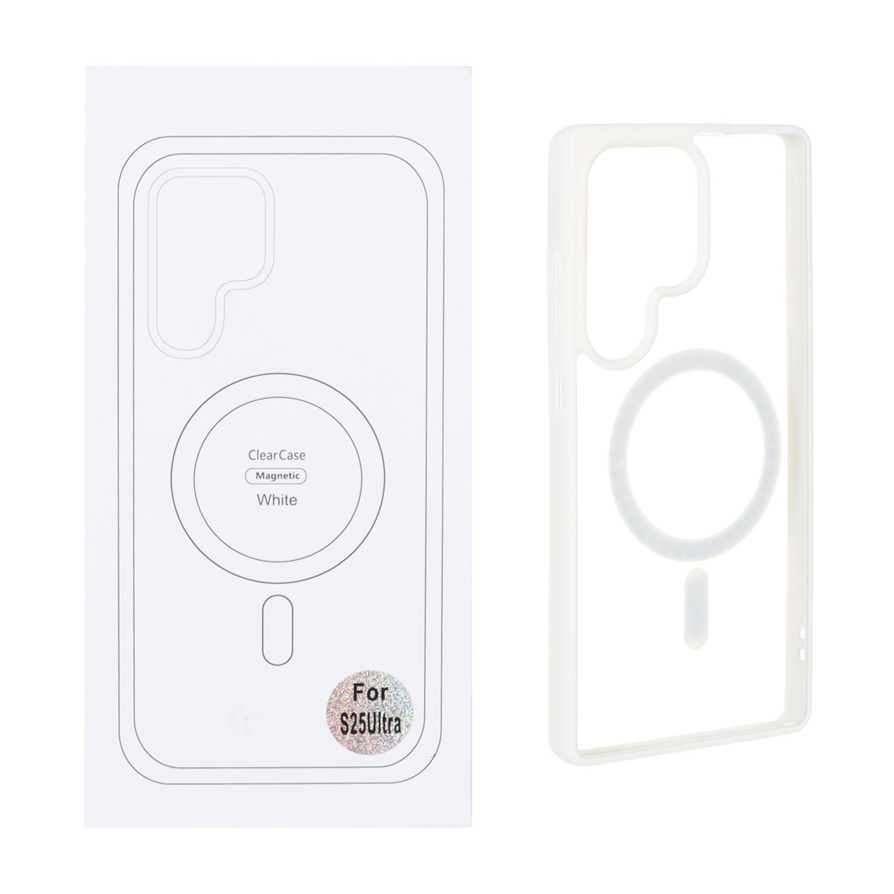 قاب شفاف Samsung Galaxy S25 Ultra با قابلیت شارژ MagSafe - سفید (پک دار)