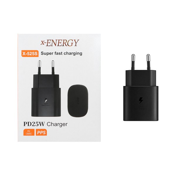 شارژر دیواری فست و PD تک پورت X-Energy مدل X-525S 25W - مشکی