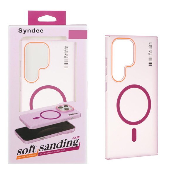 قاب اورجینال Syndee پشت مات MagSafe مدل Samsung Galaxy S24 Ultra - سرخابی (پک دار)