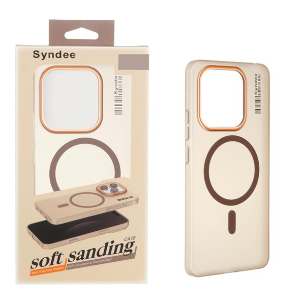قاب اورجینال Syndee پشت مات MagSafe مدل Xiaomi Redmi Note 14 4G - قهوه ای (پک دار)