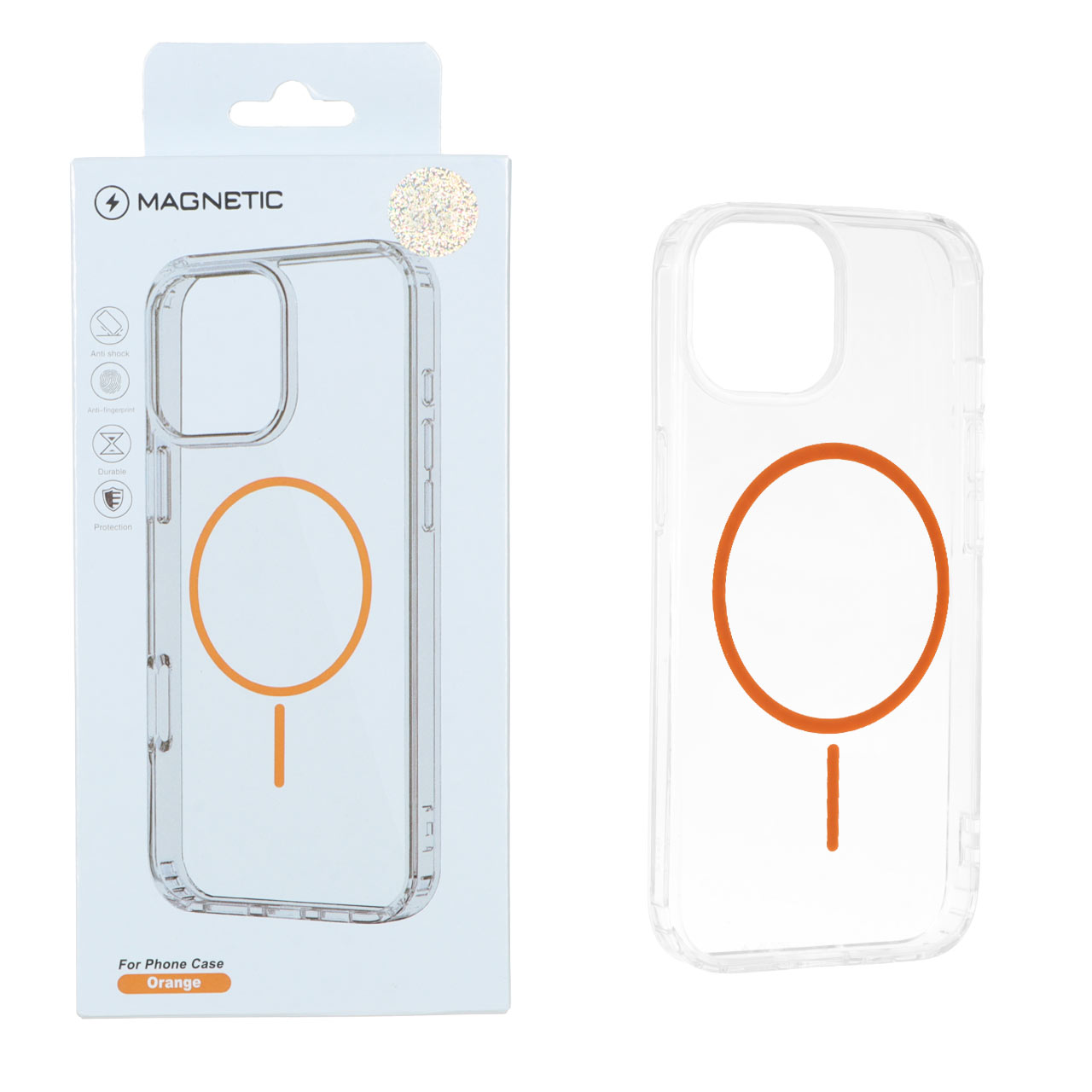 قاب اورجینال Magnetic دور ژله ای MagSafe مدل Apple iPhone 15 / iPhone 14 / iPhone 13 - نارنجی (پک دار)