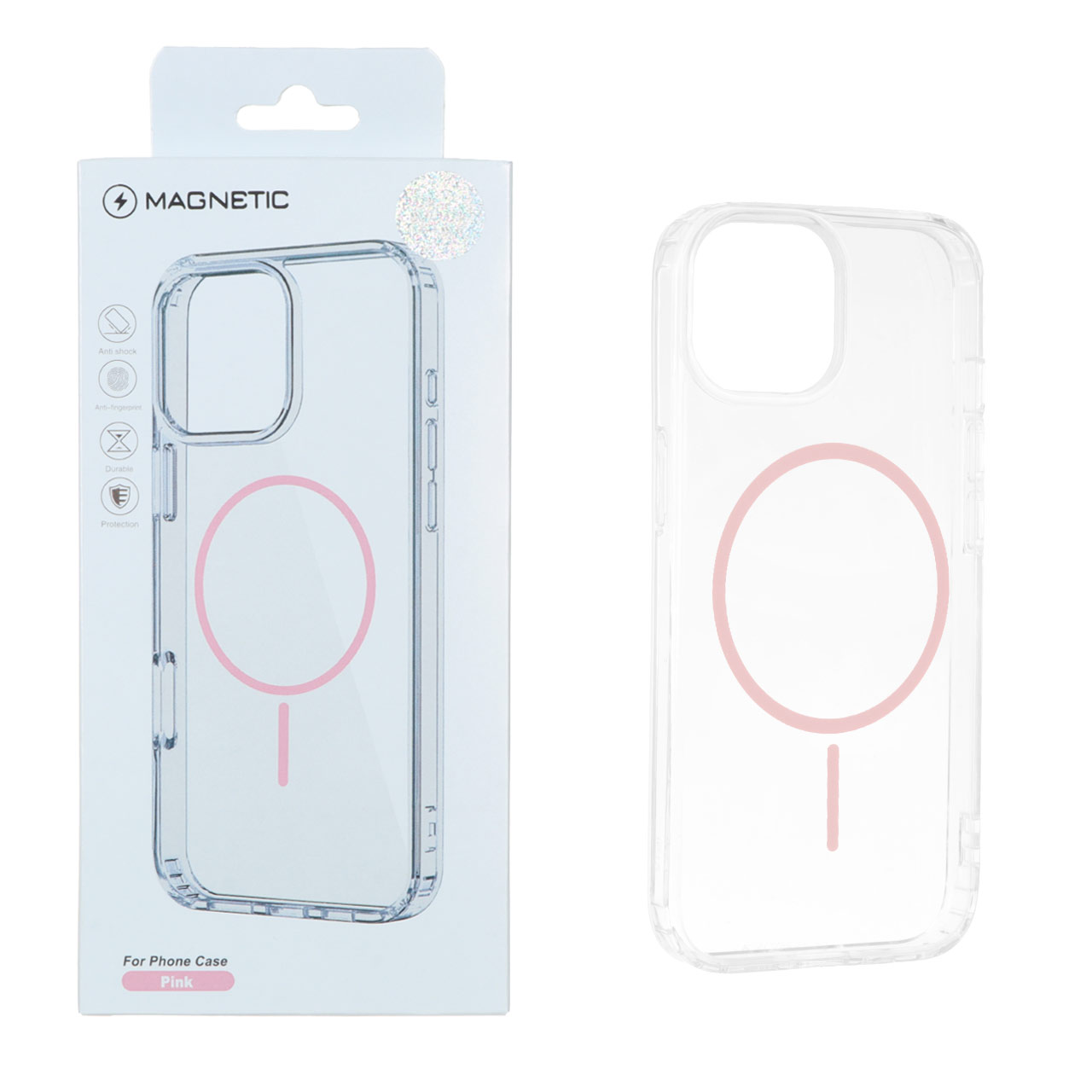 قاب اورجینال Magnetic دور ژله ای MagSafe مدل Apple iPhone 15 / iPhone 14 / iPhone 13 - صورتی (پک دار)