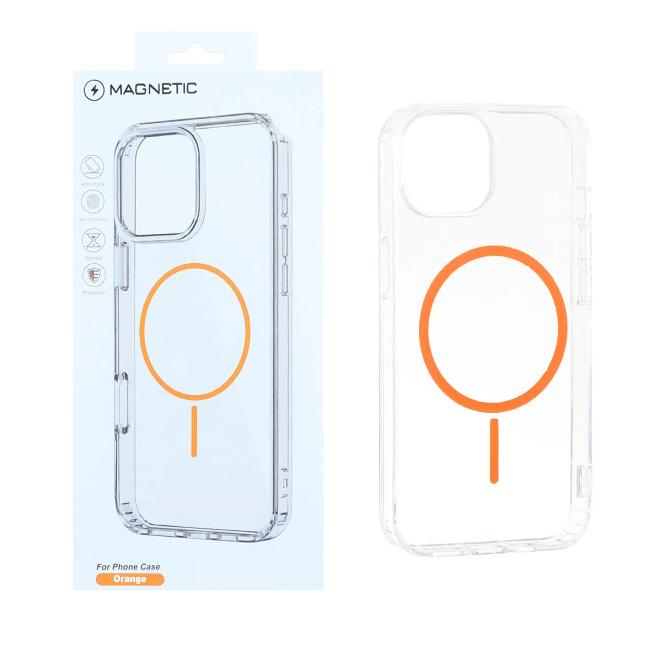 قاب اورجینال Magnetic دور ژله ای MagSafe مدل Apple iPhone 13 / iPhone 14 - نارنجی (پک دار)