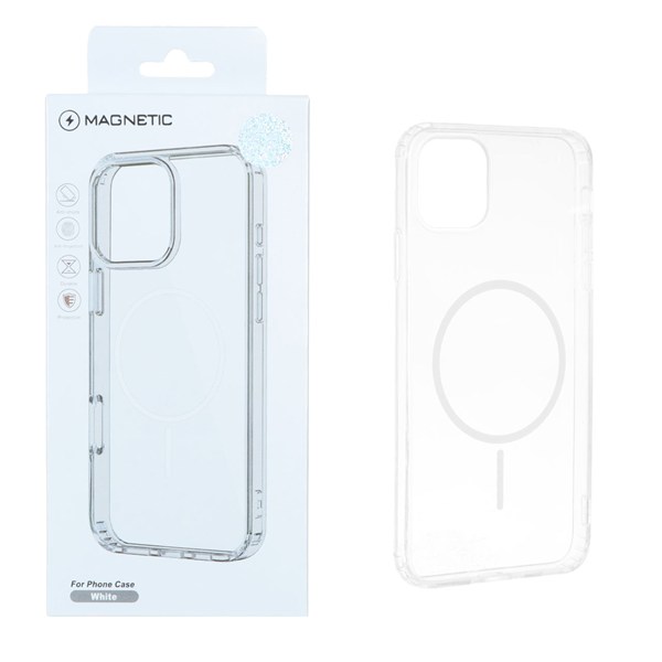 قاب اورجینال Magnetic دور ژله ای MagSafe مدل Apple iPhone 11 Pro Max - سفید (پک دار)