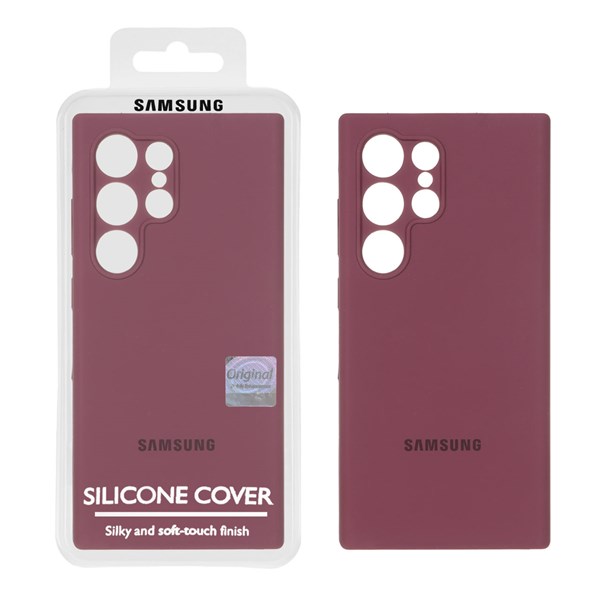 قاب سیلیکونی پاک کنی اورجینال Master Quality مدل Samsung Galaxy S24 Ultra - زرشکی (پک دار)