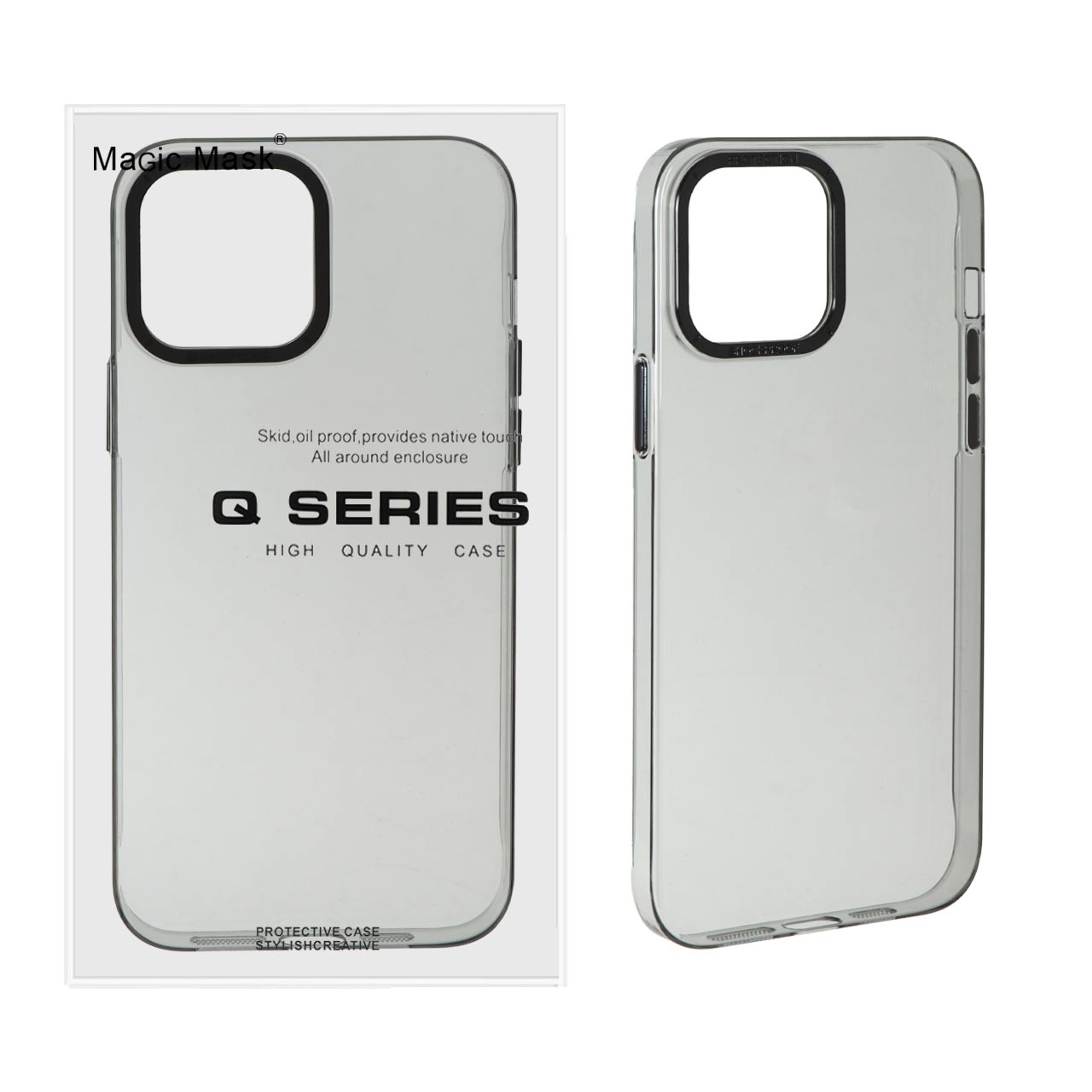 قاب Q Series شفاف رنگی لنز آلومینیومی Apple iPhone 13 Pro Max - مشکی (پک دار)
