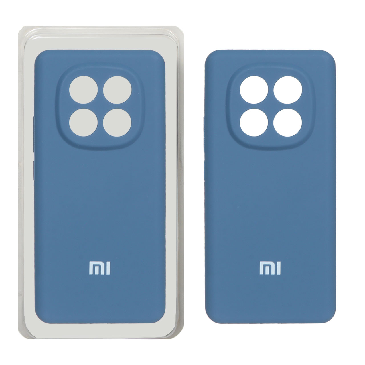 قاب سیلیکونی پاک کنی محافظ لنزدار اورجینال Xiaomi Redmi Note 14 Pro Plus 5G - آبی تیره (پک اصلی)