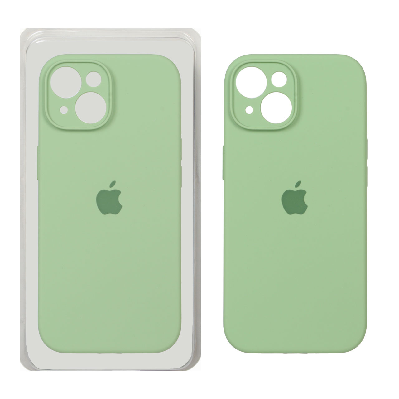 قاب سیلیکونی پاک کنی محافظ لنزدار اورجینال Apple iPhone 15 - سبز مغز پسته ای (پک اصلی)