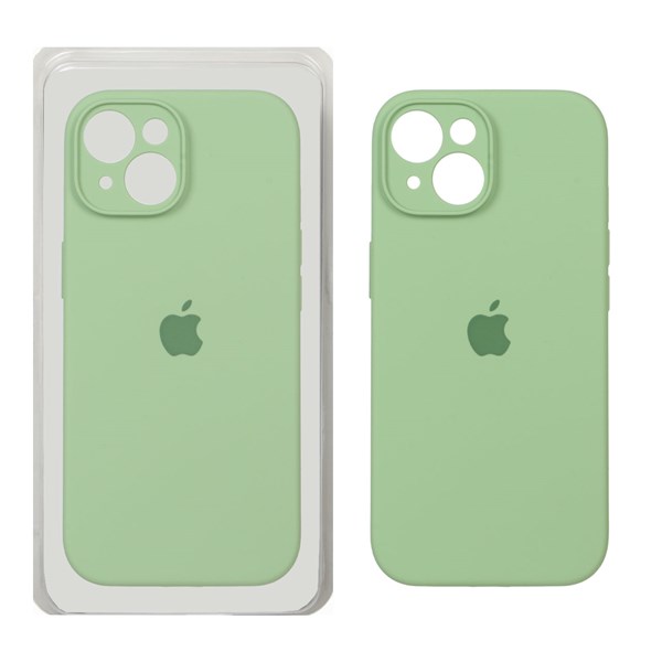 قاب سیلیکونی پاک کنی محافظ لنزدار اورجینال Apple iPhone 15 - سبز مغز پسته ای (پک اصلی)