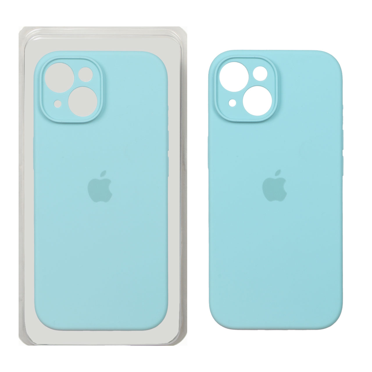 قاب سیلیکونی پاک کنی محافظ لنزدار اورجینال Apple iPhone 15 - سبزآبی (پک اصلی)